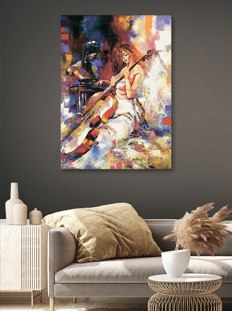 A woman playing a cello