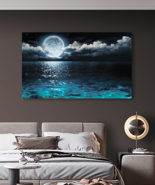 A moon over water at night A moon over water at night