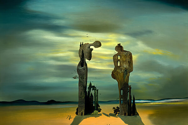 A painting of a couple of towers