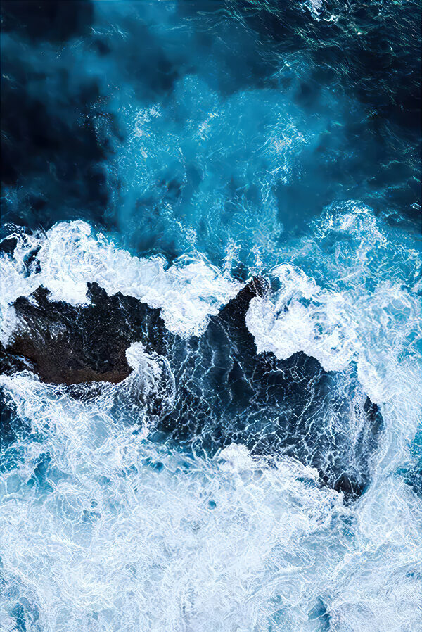 Waves crashing on a rock