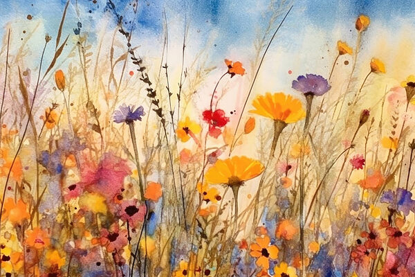 A watercolor painting of flowers