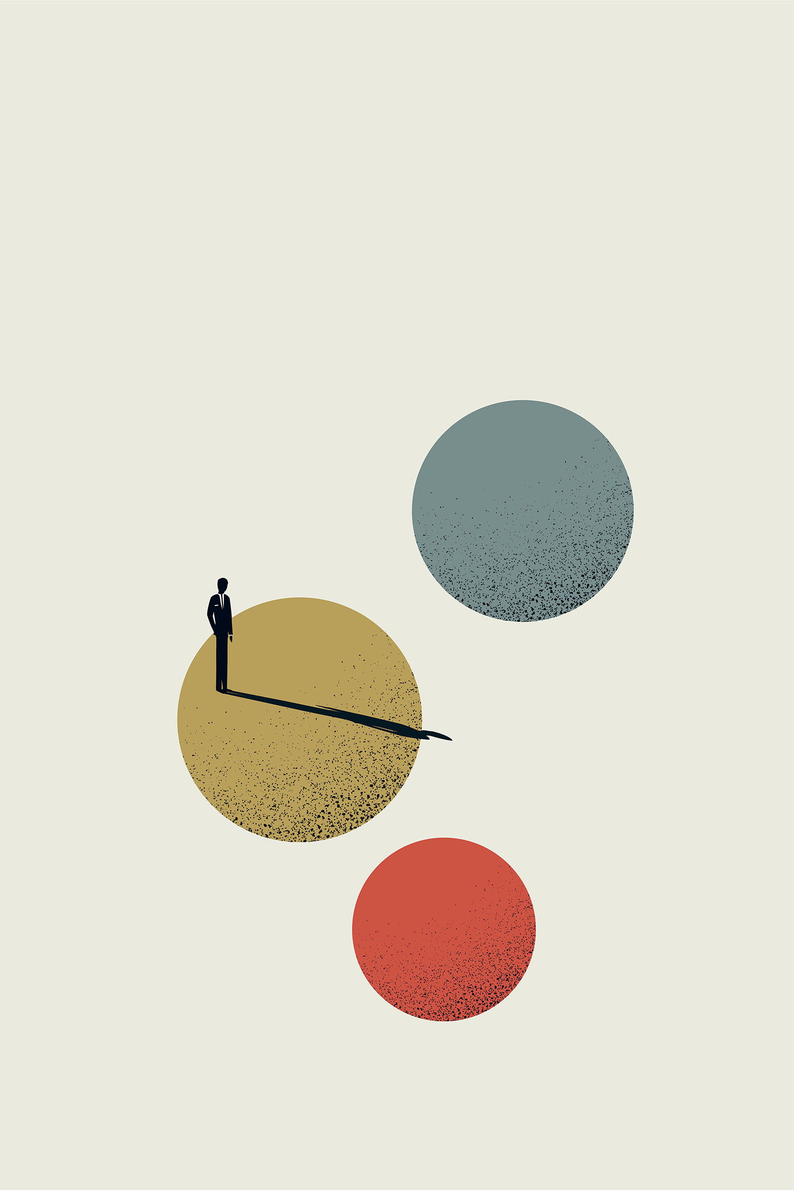 A man standing on a circle with a shadow