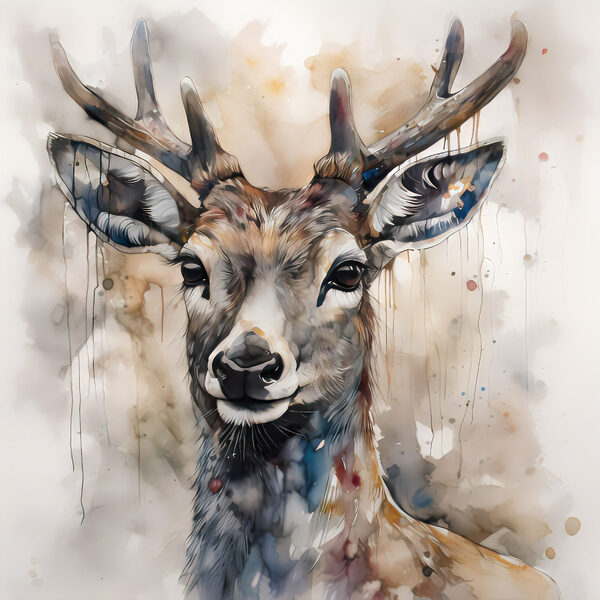 A watercolor of a deer A watercolor of a deer