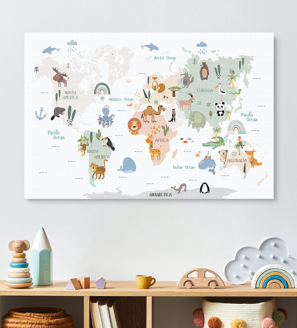 Cuadros A map of the world with animals (SKU: s32082) Cuadros A map of the world with animals (SKU: s32082)