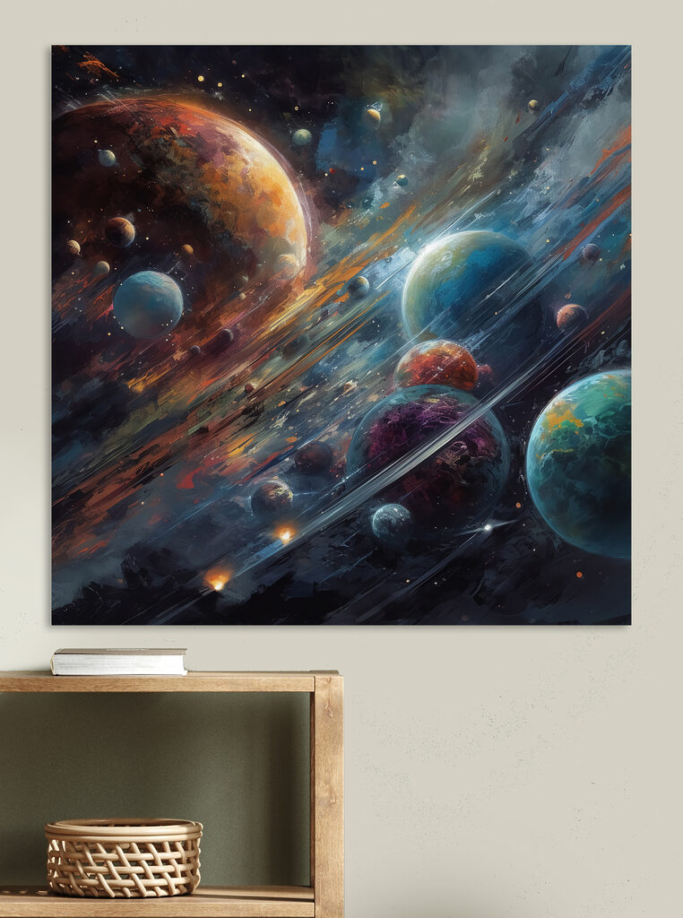 Planets in space with planets and stars