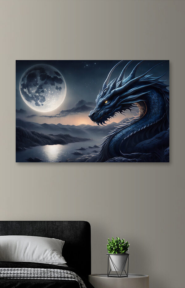 Cuadros A blue dragon with a moon in the background (SKU: s32612) Cuadros A blue dragon with a moon in the background (SKU: s32612)