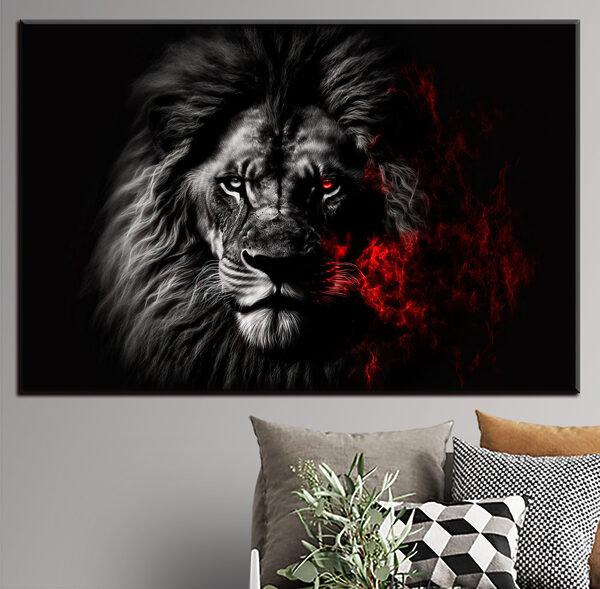 Cuadros Un león negro de ojos rojos (SKU: s33095) Cuadros Cuadros Un león negro de ojos rojos (SKU: s33095)