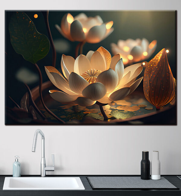 Cuadros Una flor blanca con motas amarillas (SKU: s33100) Cuadros Cuadros Una flor blanca con motas amarillas (SKU: s33100)