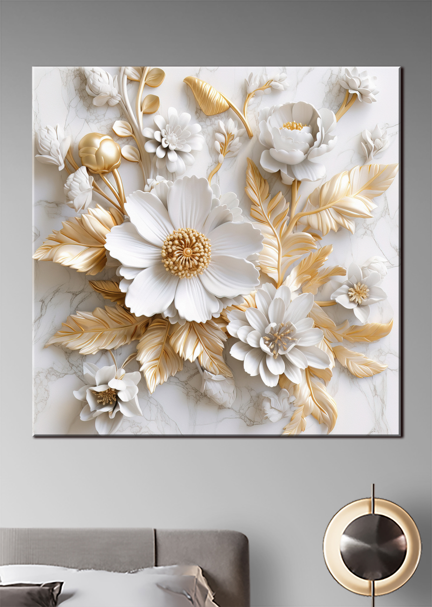 Elegant Floral Design in Cream and Beige
