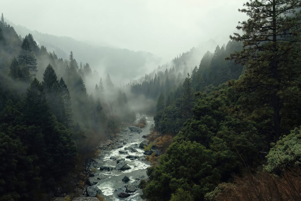 A river running through a forest