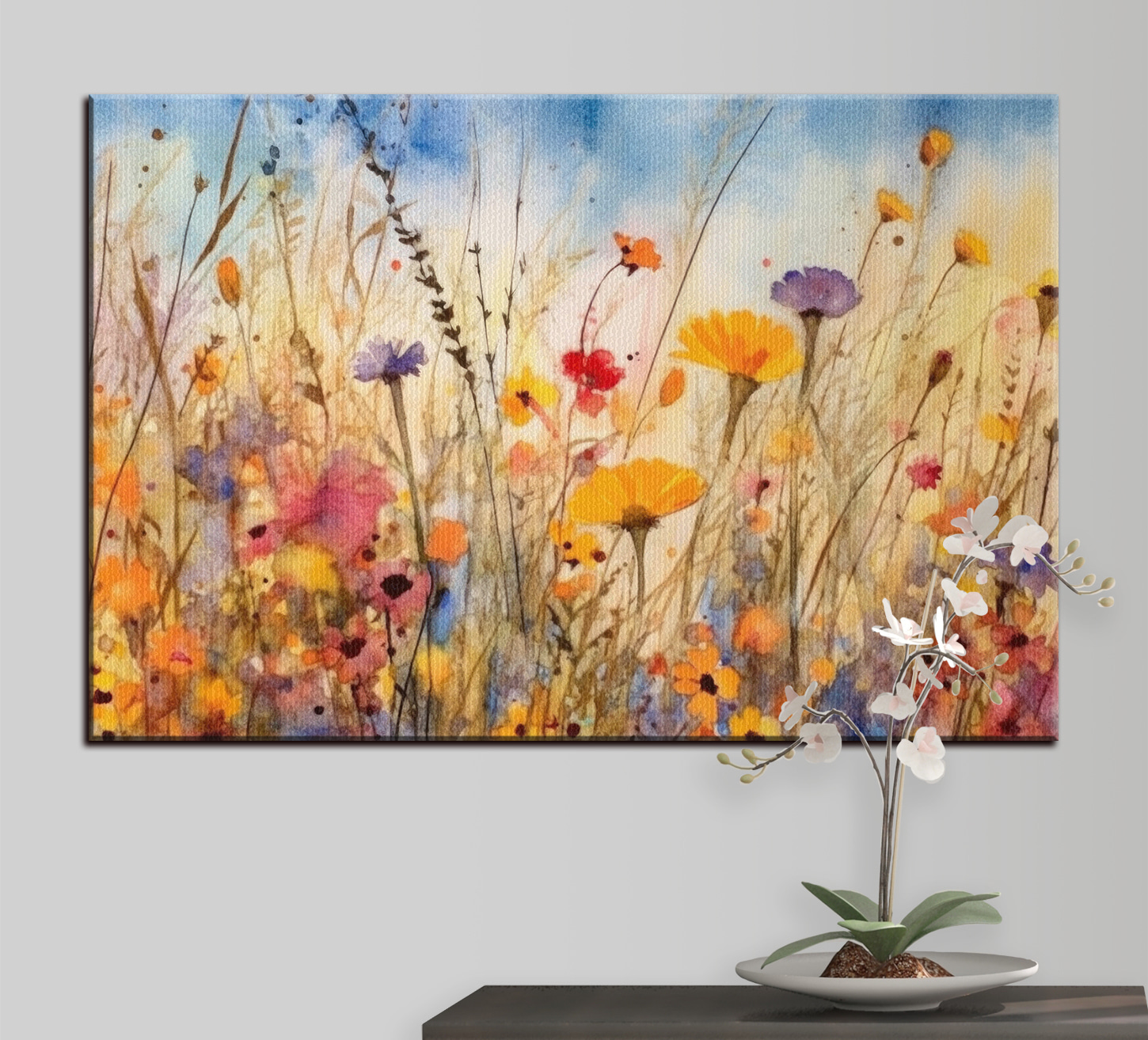 A watercolor painting of flowers