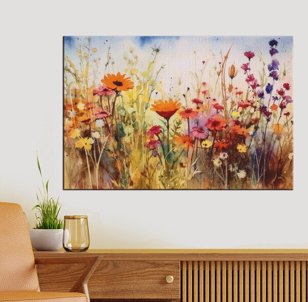 Cuadros Un cuadro de flores en un campo