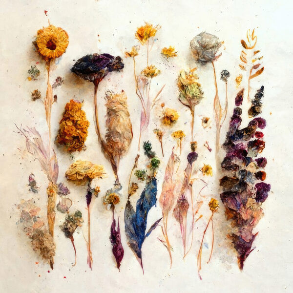 A group of dried flowers