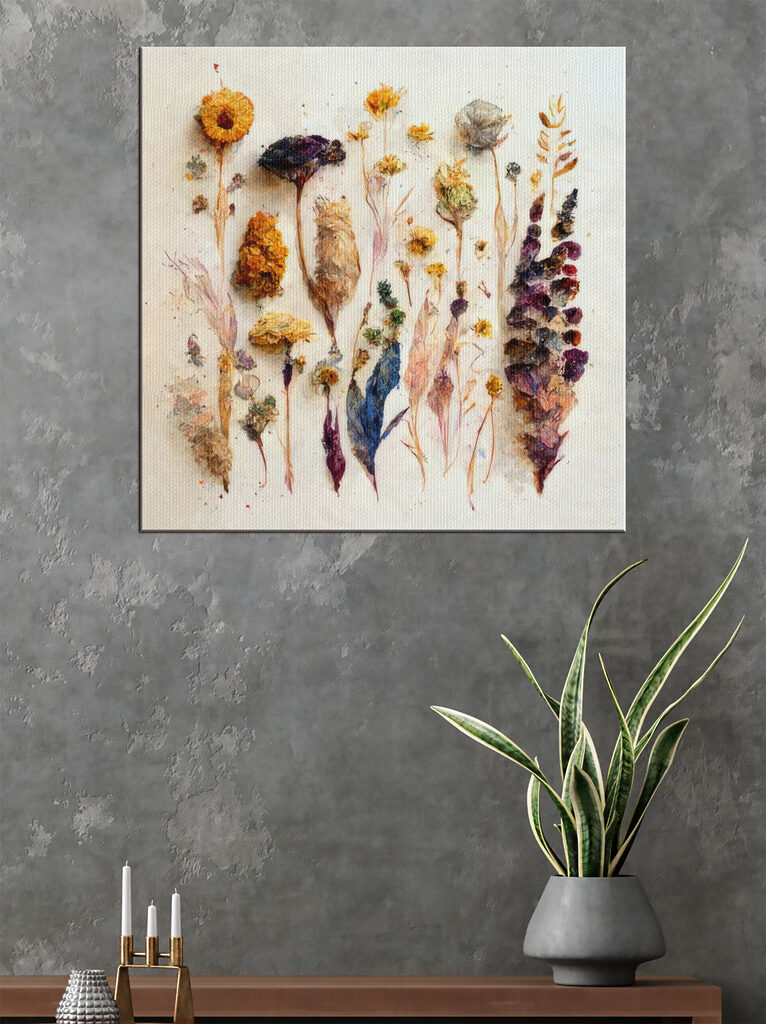 A group of dried flowers