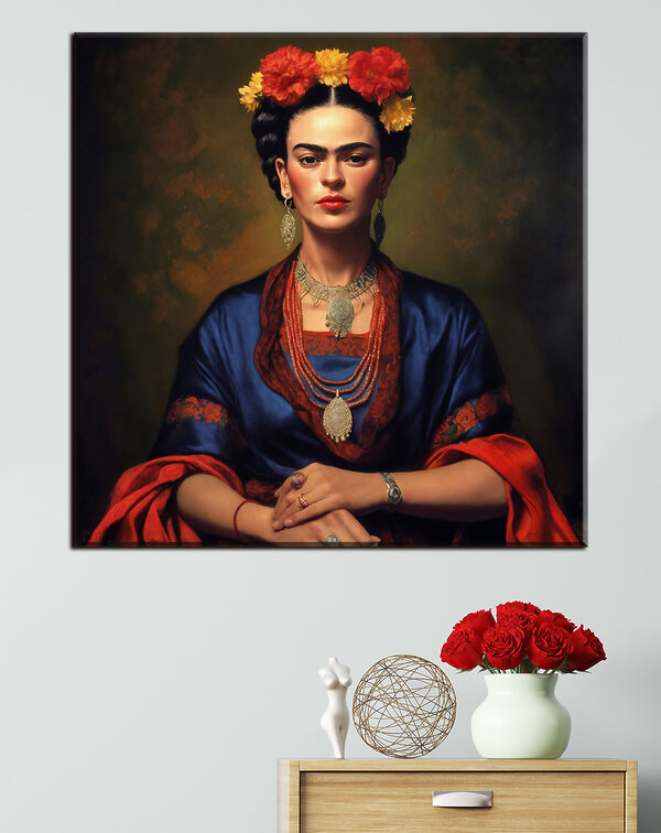 A painting of a woman with flowers in her hair