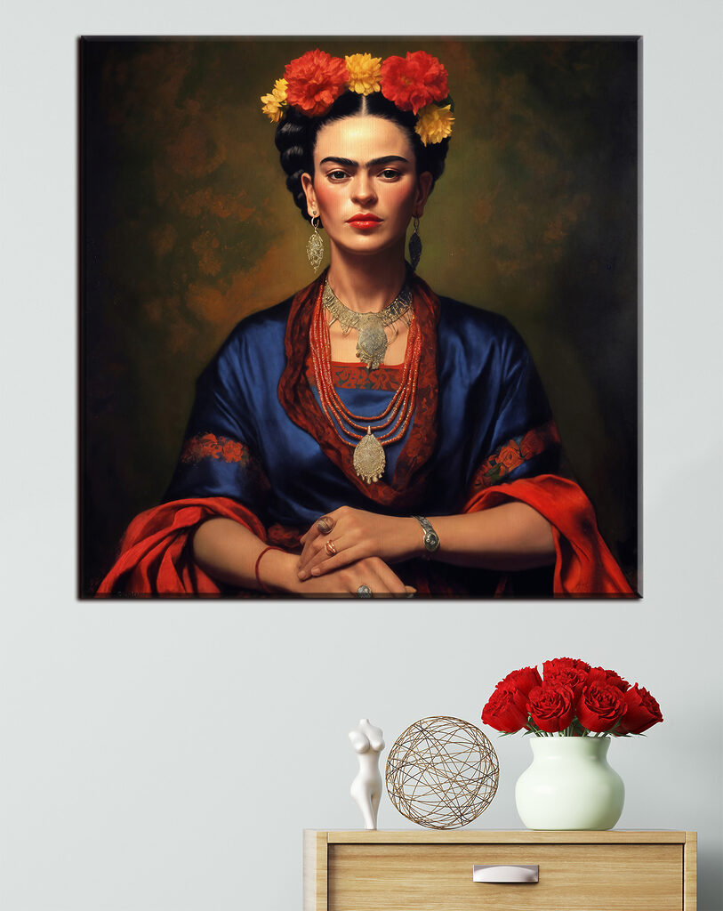 A painting of a woman with flowers in her hair