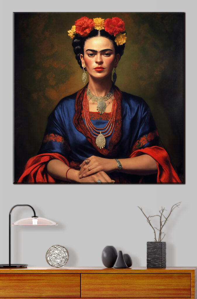 A painting of a woman with flowers in her hair