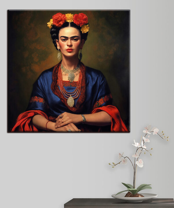 A painting of a woman with flowers in her hair