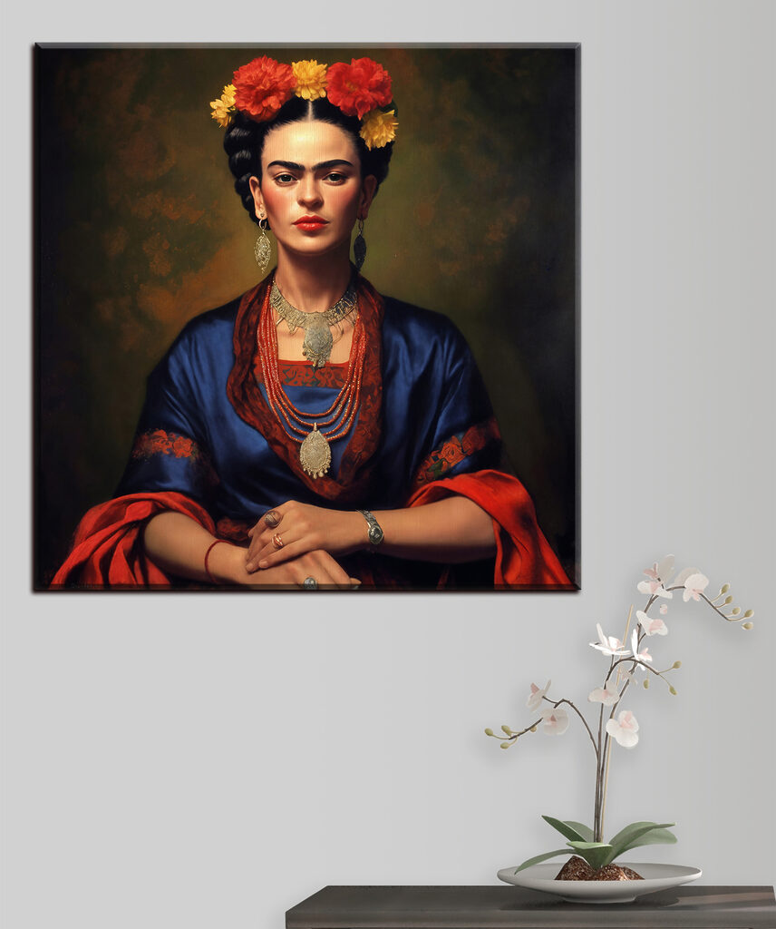 A painting of a woman with flowers in her hair