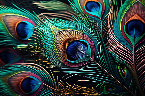 A close up of a peacock feather
