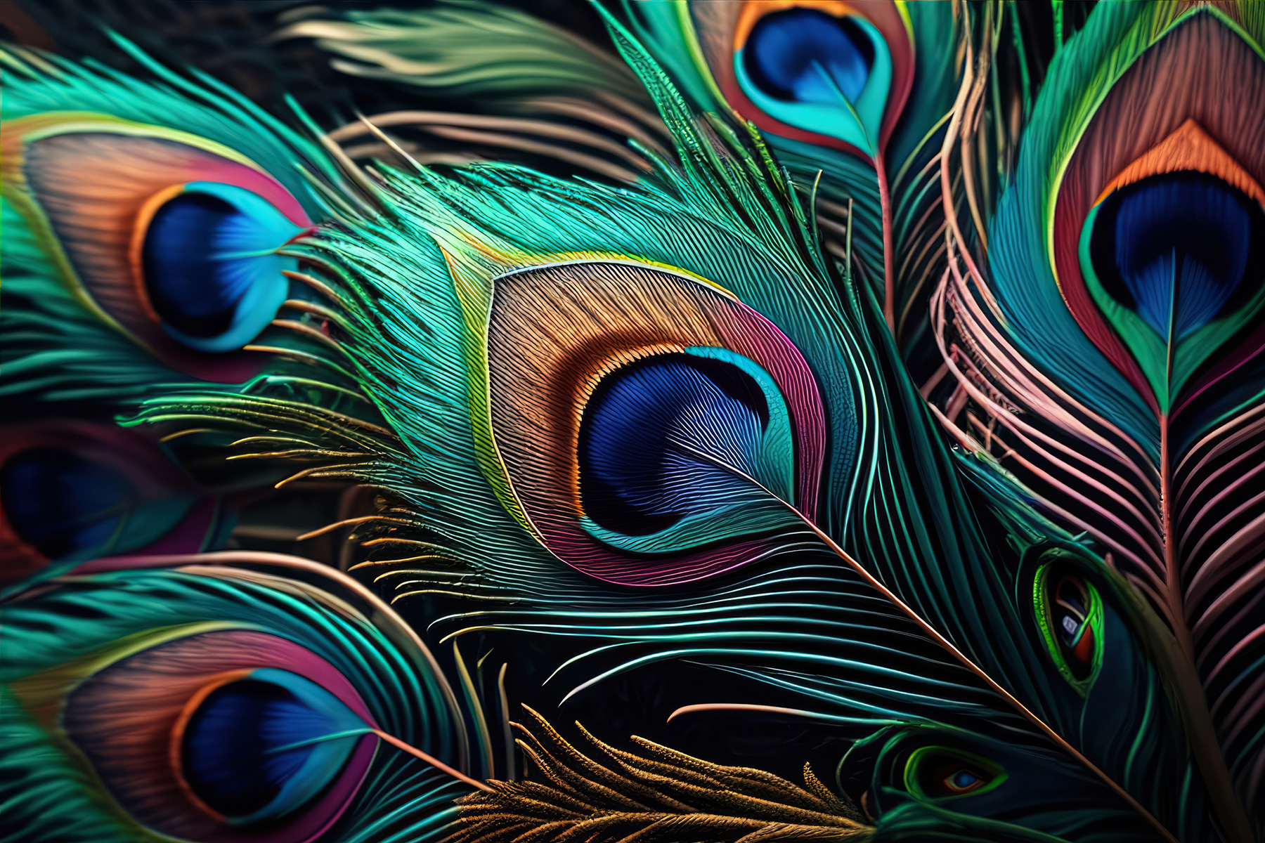 A close up of a peacock feather