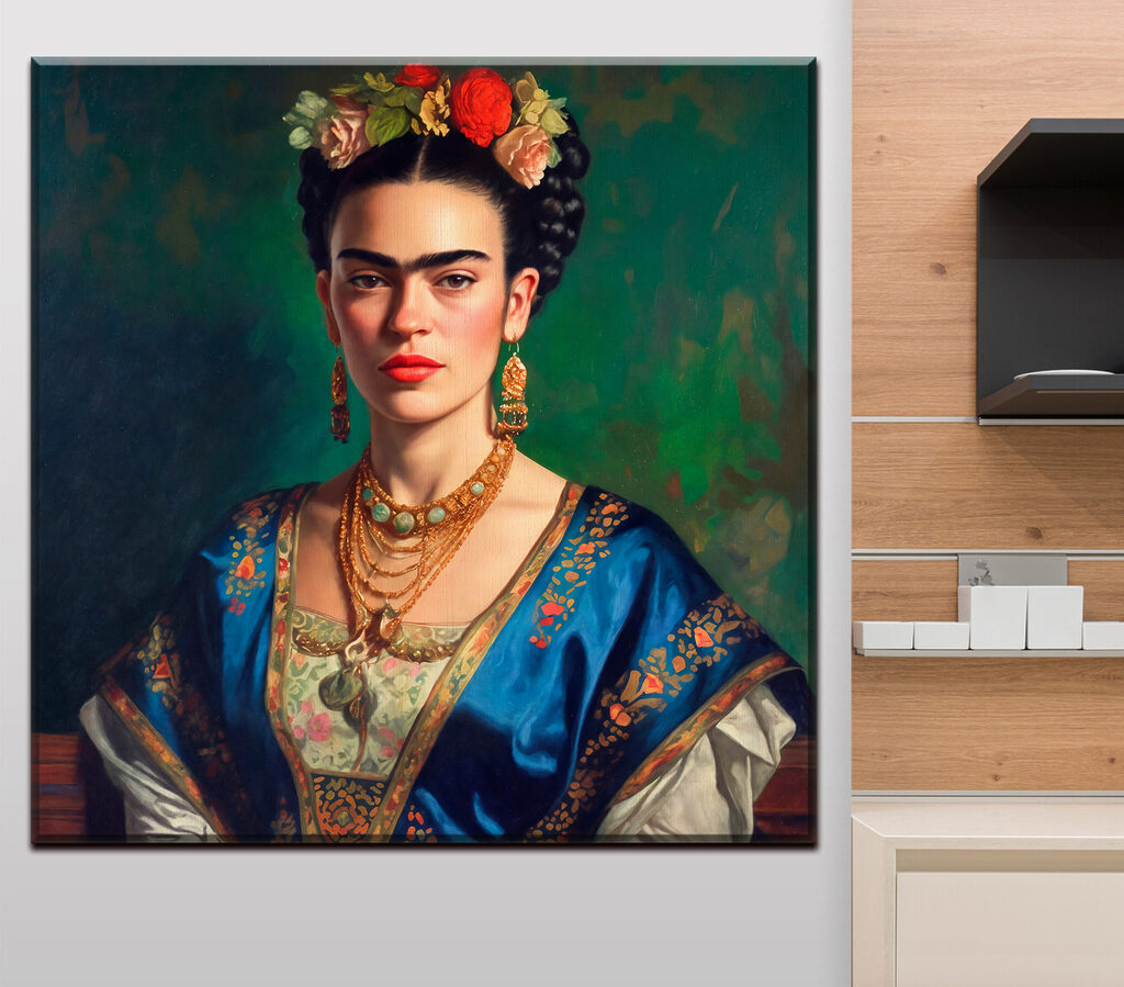 A painting of a woman with flowers in her hair