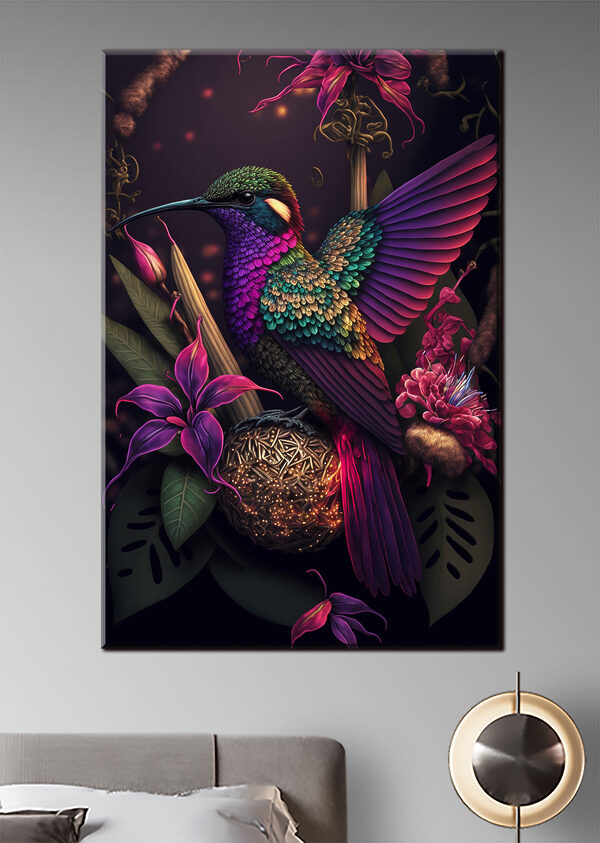 Cuadros Un pájaro de colores posado sobre un ramo de flores (SKU: s33703) Cuadros Cuadros Un pájaro de colores posado sobre un ramo de flores (SKU: s33703)