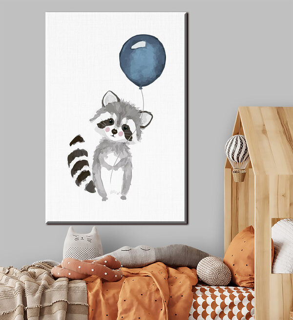 Cuadros Un mapache con un globo en la mano (SKU: s33717) Cuadros Cuadros Un mapache con un globo en la mano (SKU: s33717)