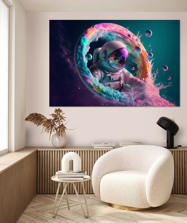 Cuadros Un astronauta dentro de un círculo de colores (SKU: s33510) Cuadros Cuadros Un astronauta dentro de un círculo de colores (SKU: s33510)
