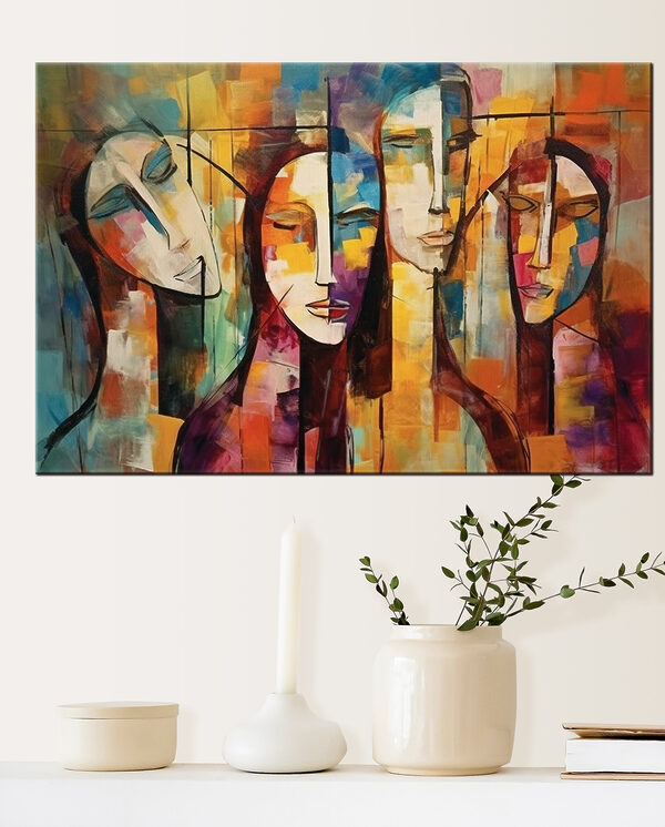 A painting of people's faces