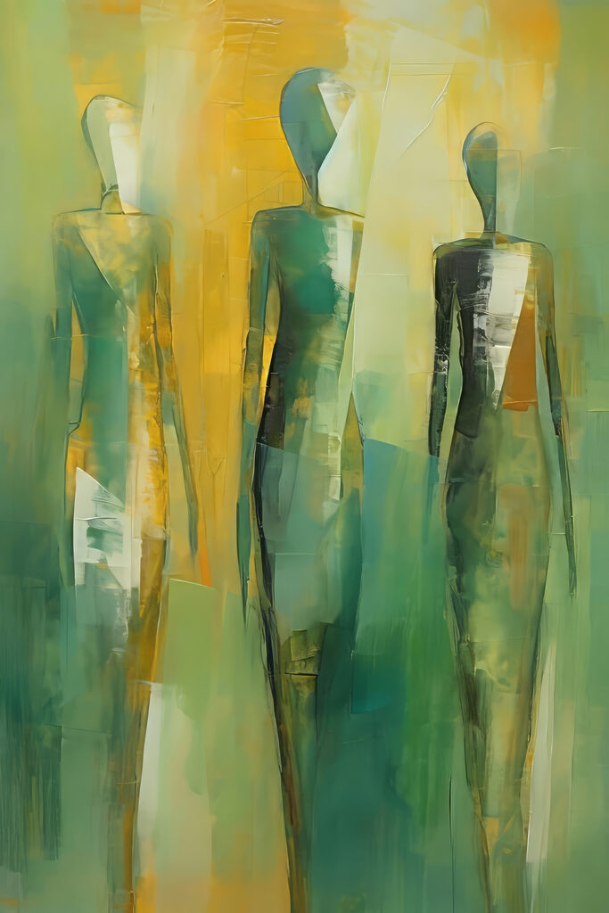A painting of a group of people A painting of a group of people