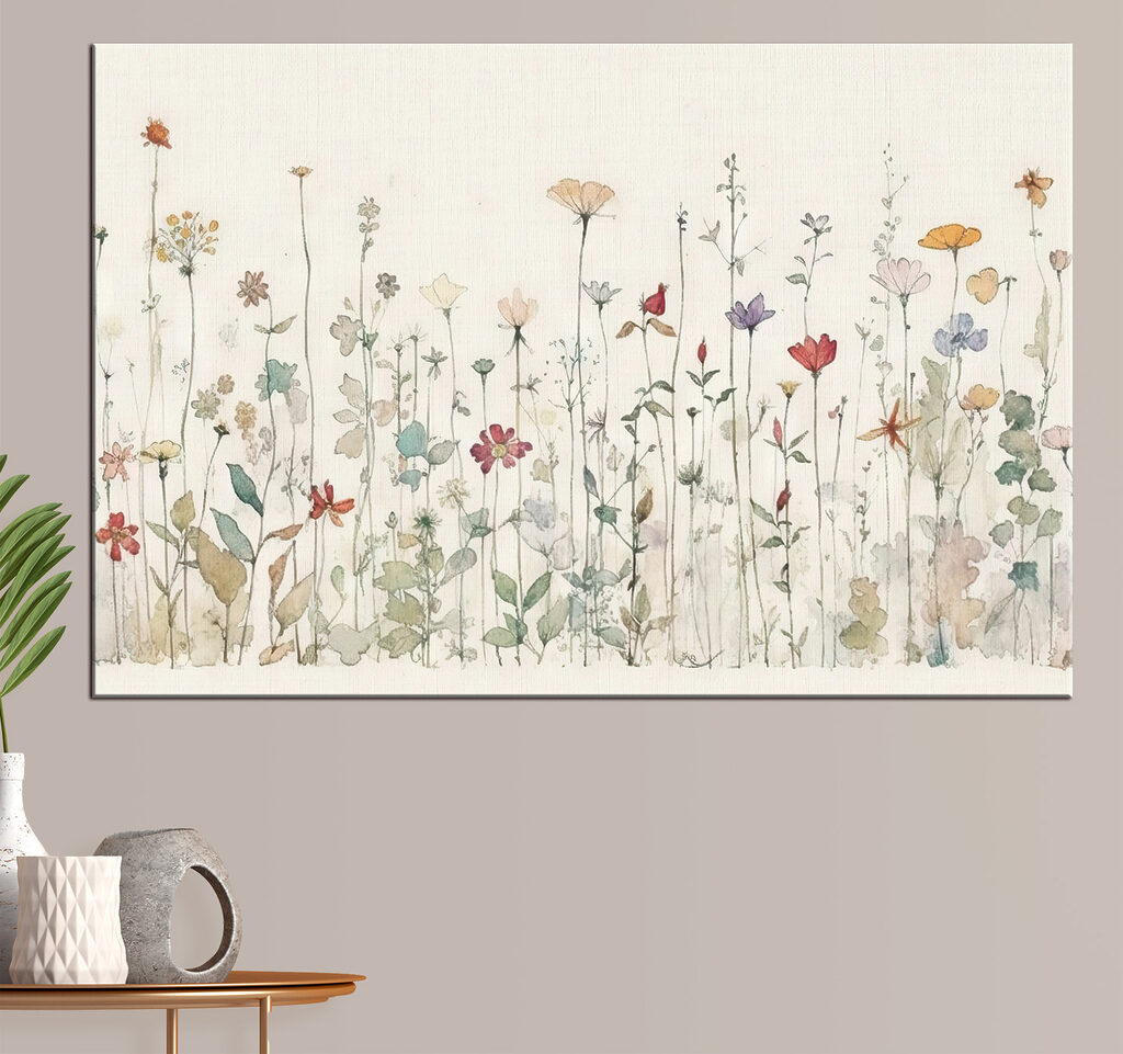 A drawing of flowers and plants
