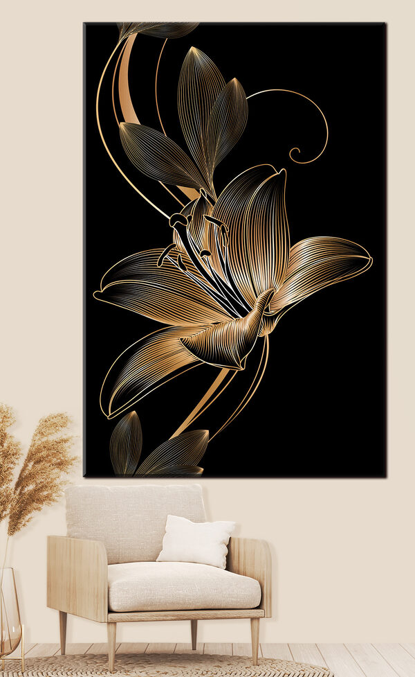 Cuadros Elegante composición floral en negro y ámbar (SKU: s34437) Cuadros Cuadros Elegante composición floral en negro y ámbar (SKU: s34437)