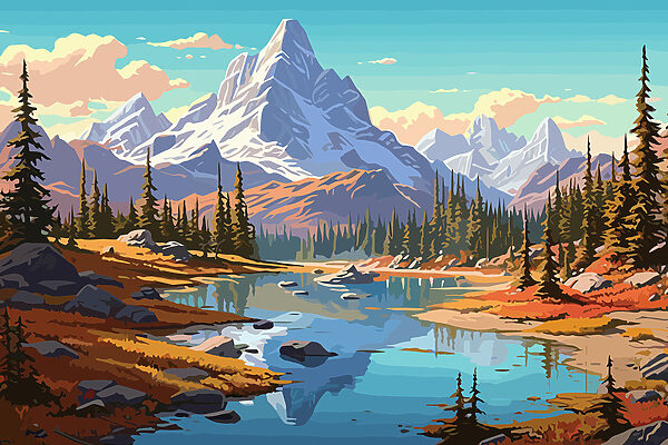 A river with trees and mountains in the background A river with trees and mountains in the background