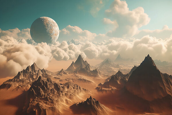 A landscape of mountains and clouds A landscape of mountains and clouds