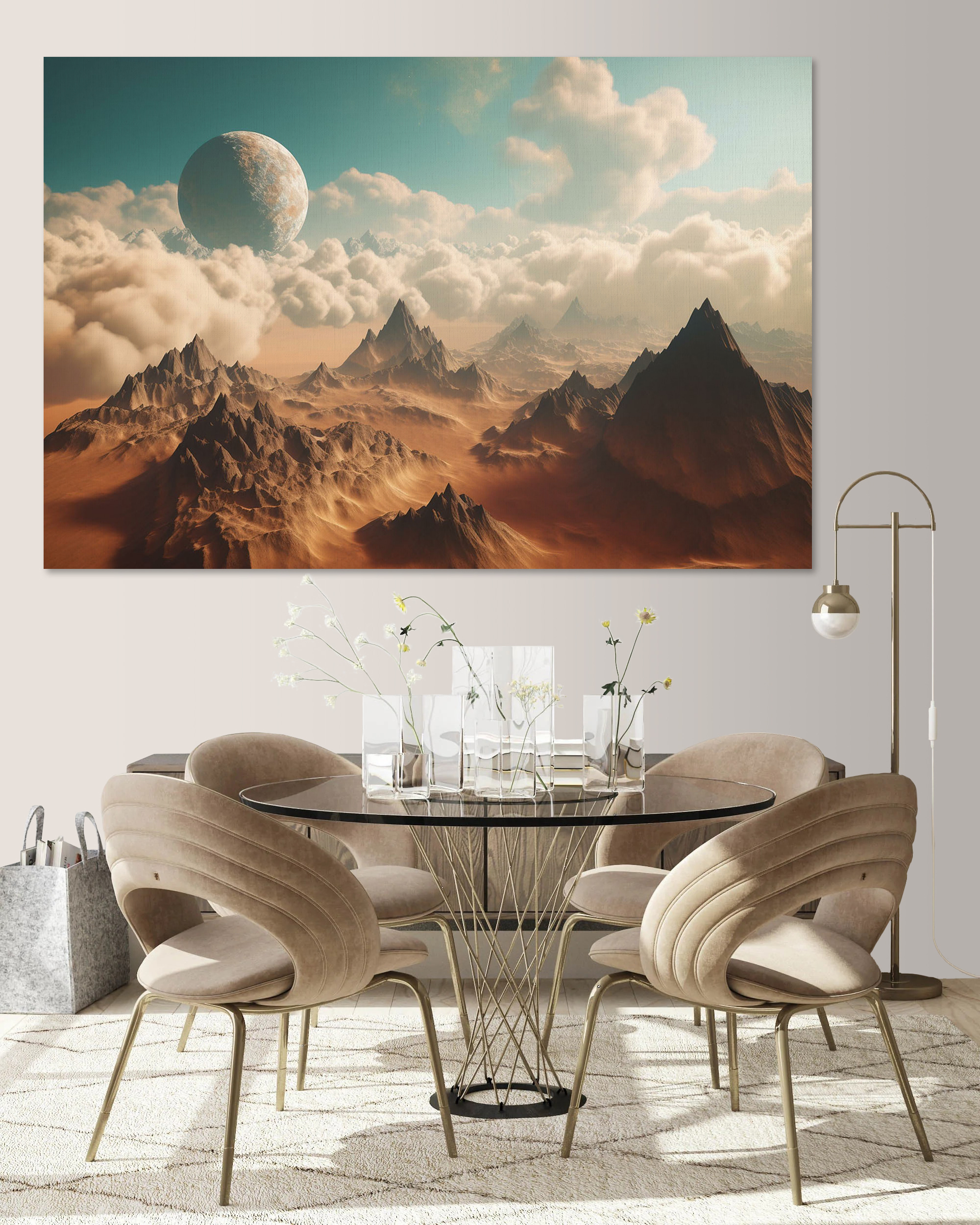 A landscape of mountains and clouds A landscape of mountains and clouds