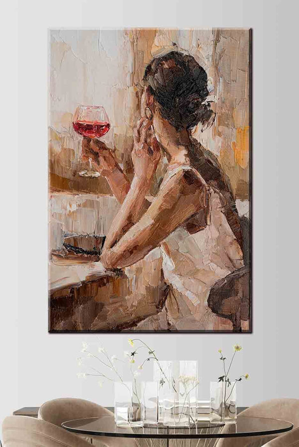 Cuadros Un cuadro en el que aparece una mujer sosteniendo una copa de vino (SKU: s34590) Cuadros Cuadros Un cuadro en el que aparece una mujer sosteniendo una copa de vino (SKU: s34590)