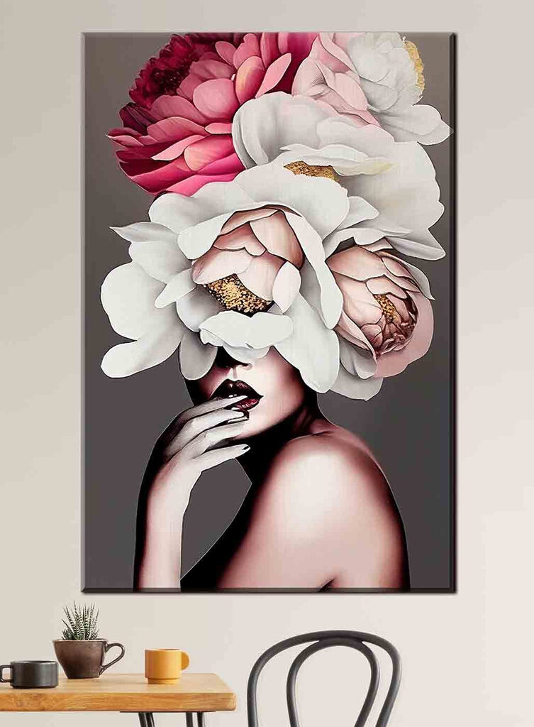 A woman with flowers on her head