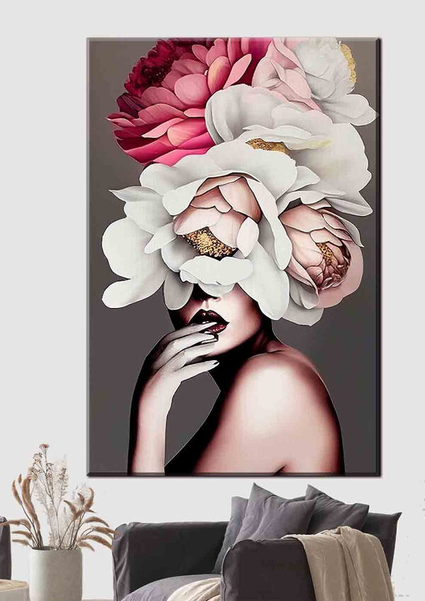 A woman with flowers on her head