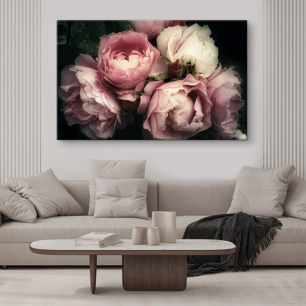 A group of pink and white roses