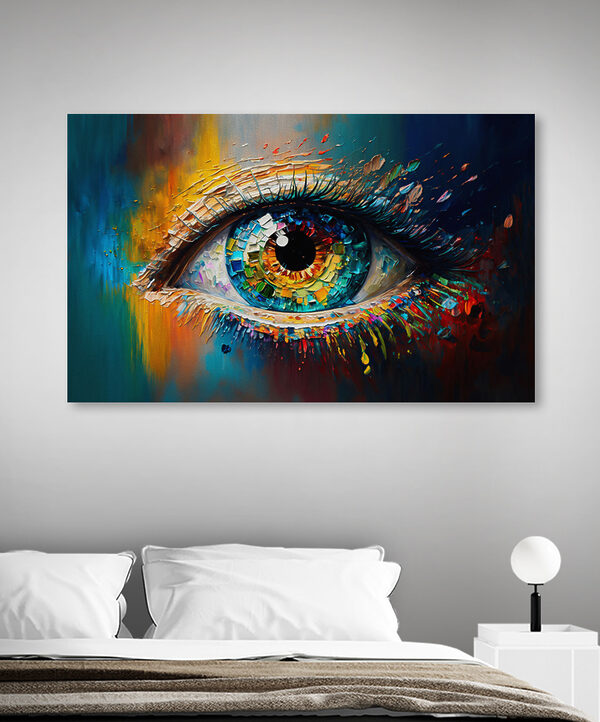 A colorful eye with many colors