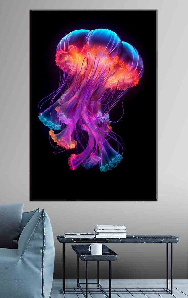 Cuadros Una medusa de colores con muchos tentáculos