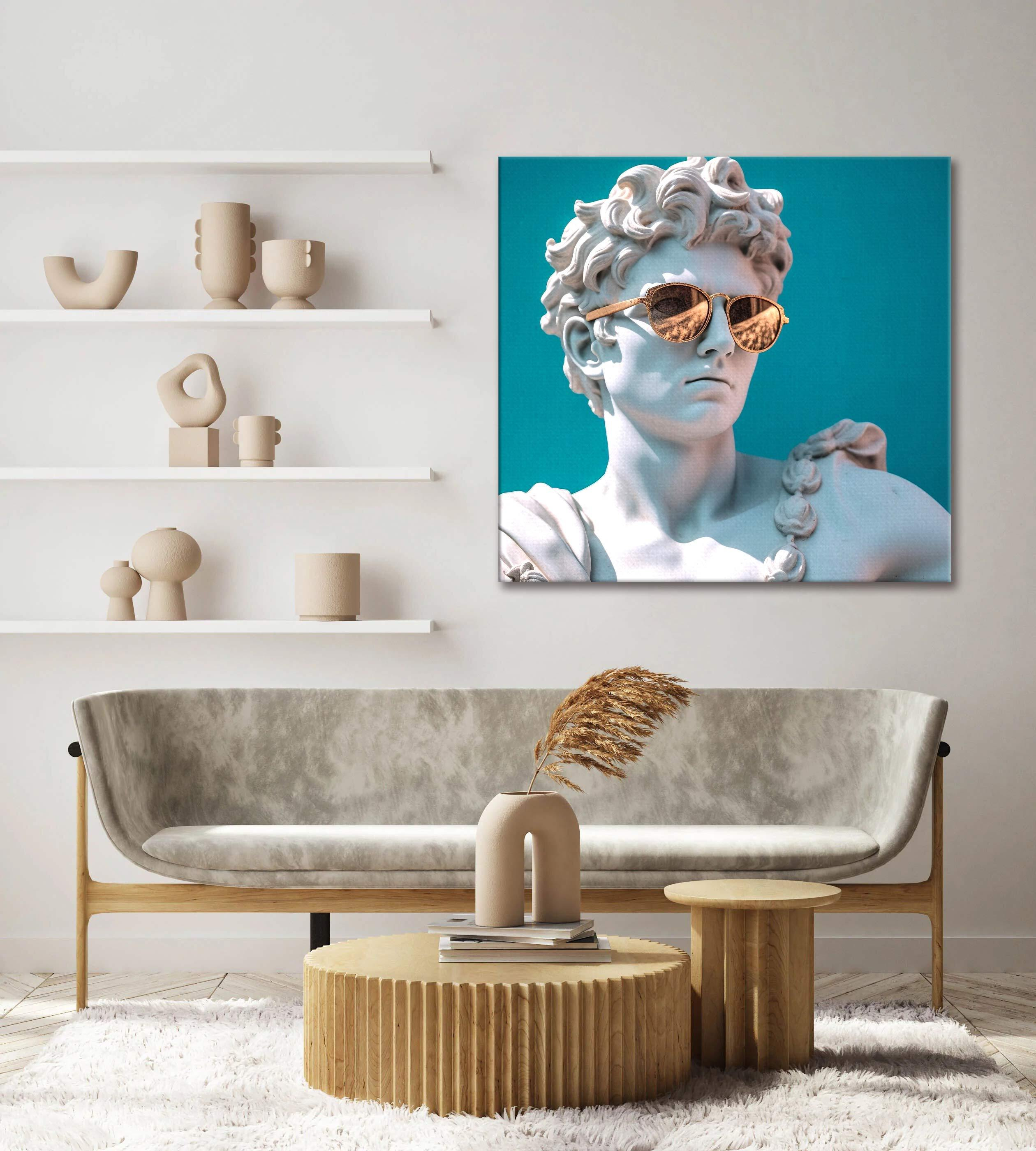 A statue of a man wearing sunglasses