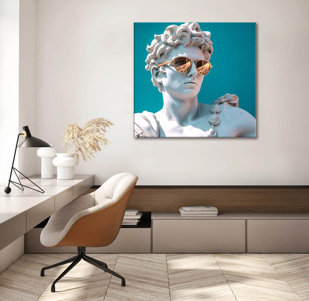 A statue of a man wearing sunglasses