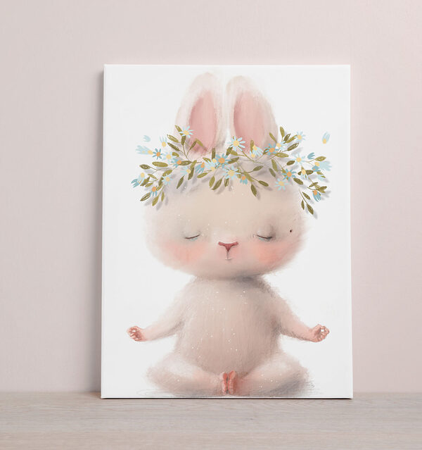 Cuadros Una caricatura de un conejito con flores en la cabeza (SKU: s35005) Cuadros Cuadros Una caricatura de un conejito con flores en la cabeza (SKU: s35005)