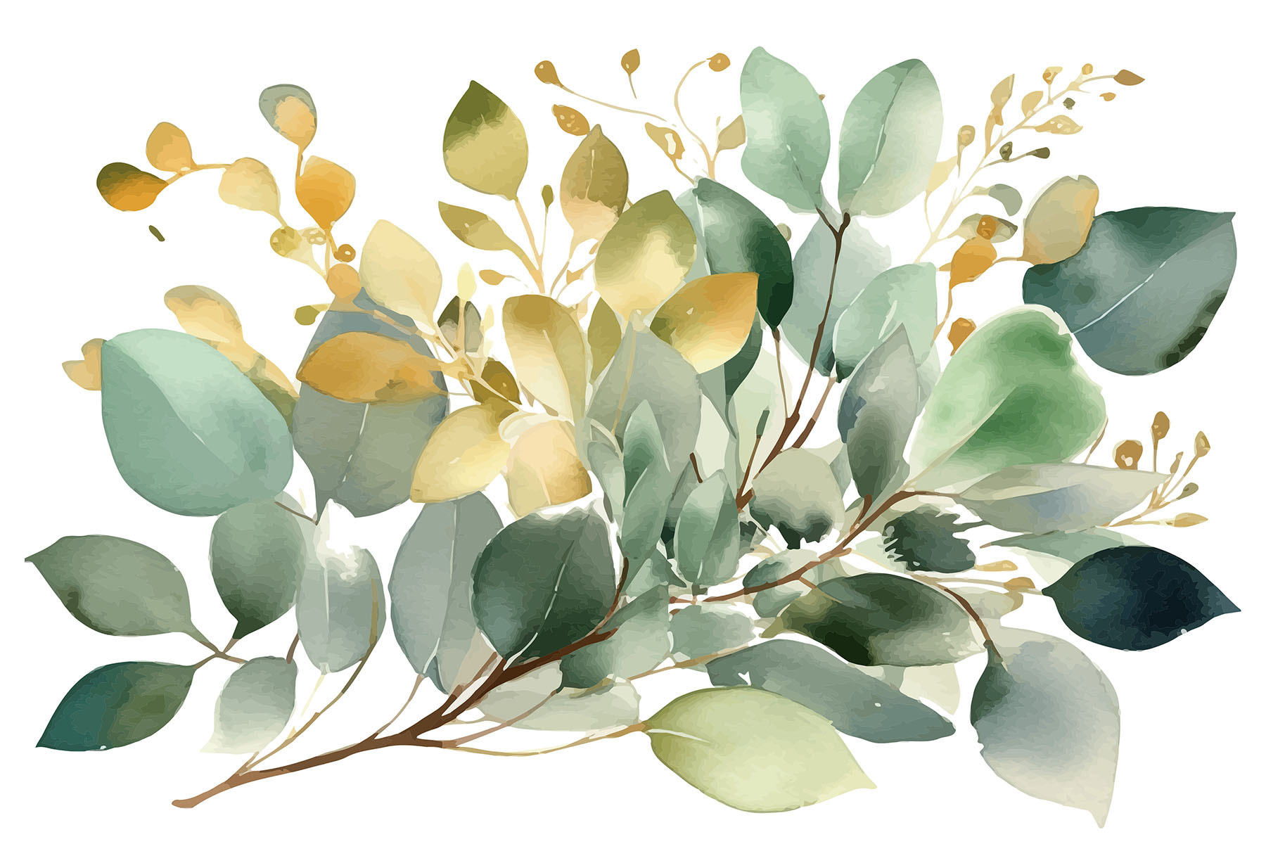 A watercolor painting of leaves A watercolor painting of leaves