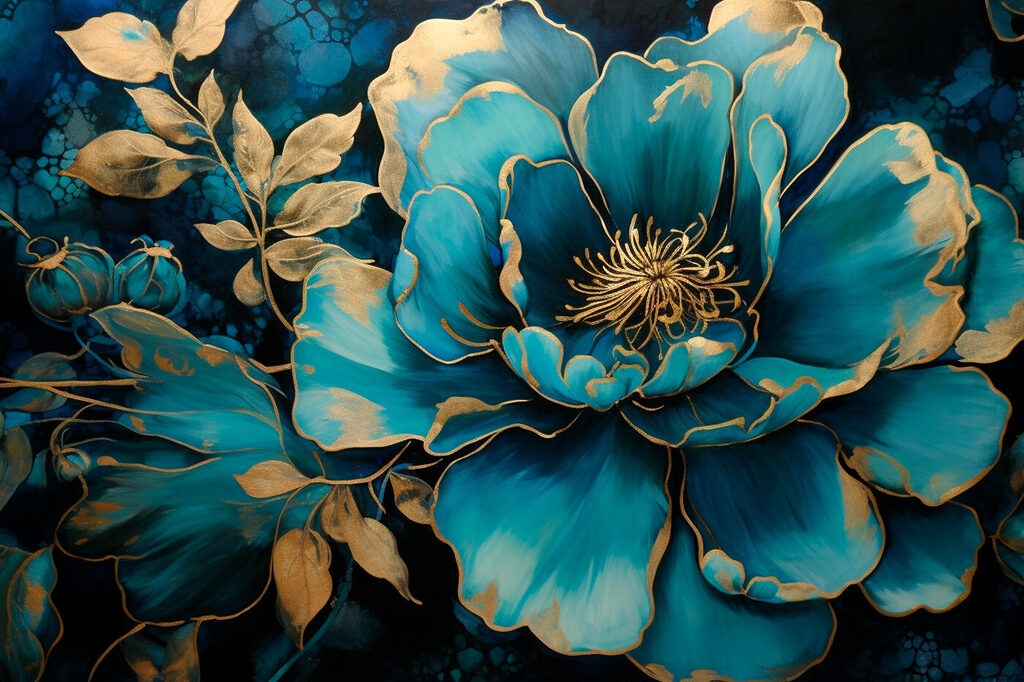 A painting of a flower