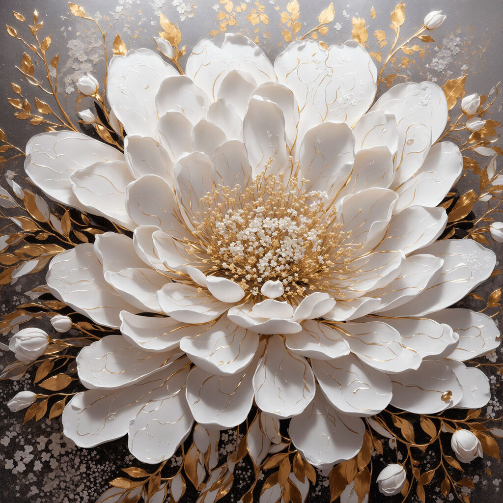 Elegant white flower with metallic accents