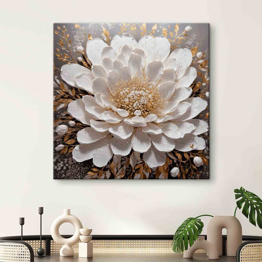 Elegant white flower with metallic accents