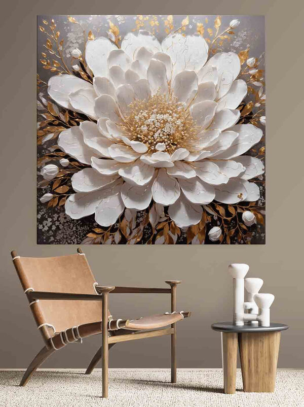 Elegant white flower with metallic accents